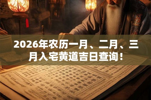 2026年农历一月、二月、三月入宅黄道吉日查询！