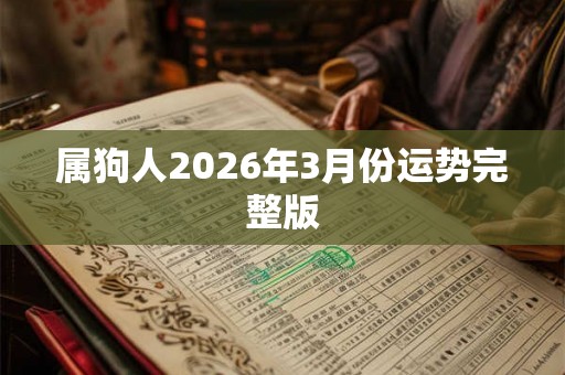 属狗人2026年3月份运势完整版