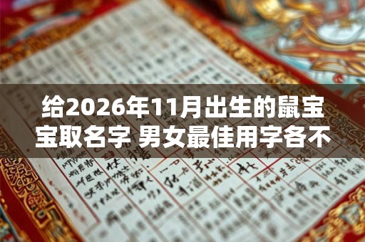 给2026年11月出生的鼠宝宝取名字 男女最佳用字各不同