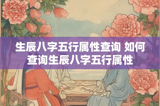生辰八字五行属性查询 如何查询生辰八字五行属性