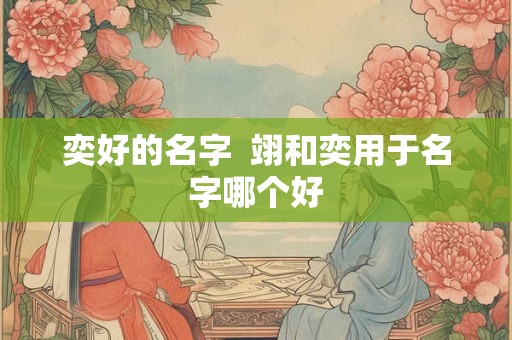 奕好的名字  翊和奕用于名字哪个好