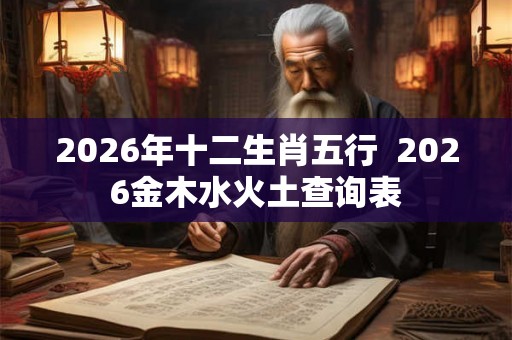 2026年十二生肖五行  2026金木水火土查询表