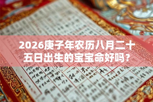 2026庚子年农历八月二十五日出生的宝宝命好吗？