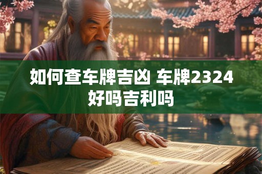 如何查车牌吉凶 车牌2324好吗吉利吗 如何查车牌吉凶 车牌2324好吗吉利吗