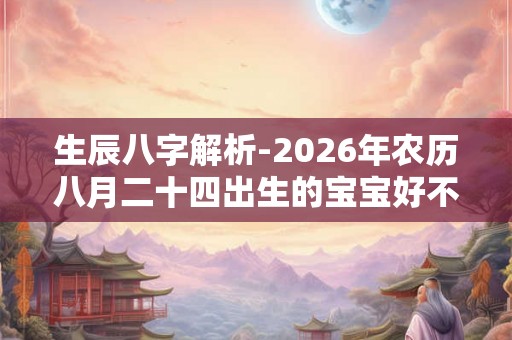 生辰八字解析-2026年农历八月二十四出生的宝宝好不好