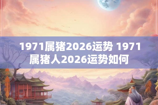 1971属猪2026运势 1971属猪人2026运势如何