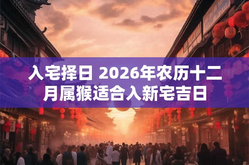 入宅择日 2026年农历十二月属猴适合入新宅吉日