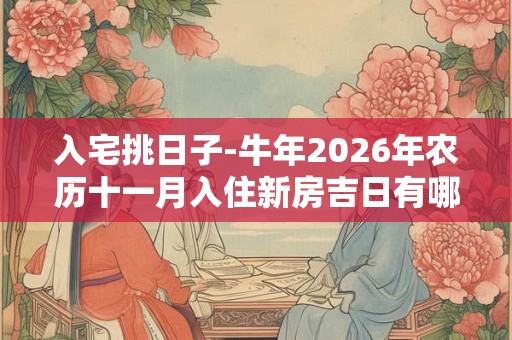 入宅挑日子-牛年2026年农历十一月入住新房吉日有哪些