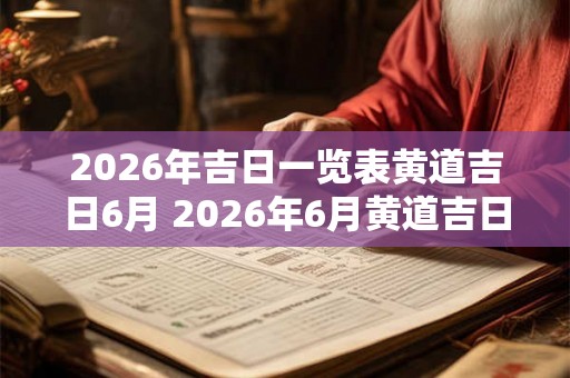 2026年吉日一览表黄道吉日6月 2026年6月黄道吉日是哪些