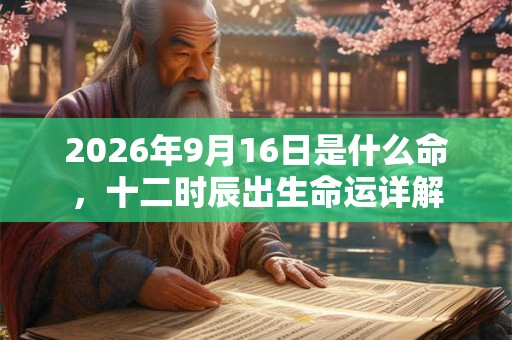 2026年9月16日是什么命，十二时辰出生命运详解