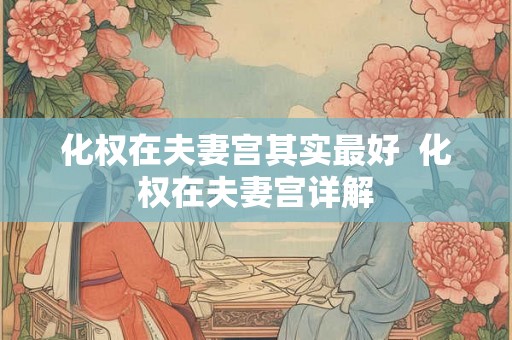 化权在夫妻宫其实最好  化权在夫妻宫详解