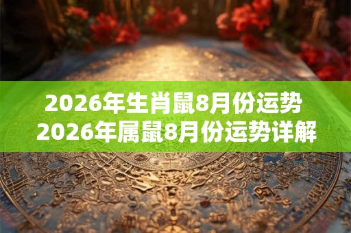 2026年生肖鼠8月份运势 2026年属鼠8月份运势详解