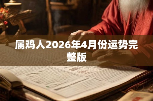 属鸡人2026年4月份运势完整版 属鸡人2026年4月份运势完整版