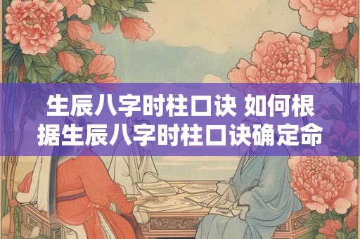 生辰八字时柱口诀 如何根据生辰八字时柱口诀确定命格
