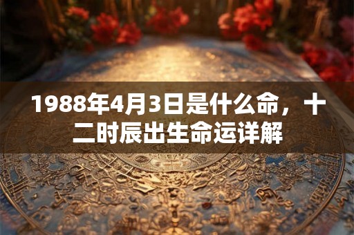 1988年4月3日是什么命，十二时辰出生命运详解