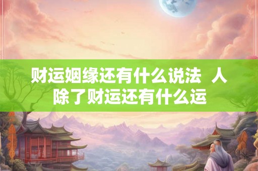 财运姻缘还有什么说法  人除了财运还有什么运