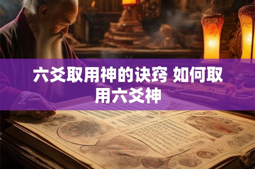 六爻取用神的诀窍 如何取用六爻神