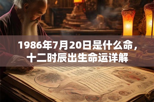 1986年7月20日是什么命，十二时辰出生命运详解