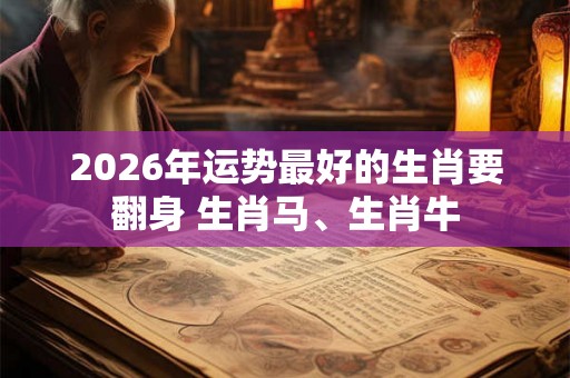 2026年运势最好的生肖要翻身 生肖马、生肖牛