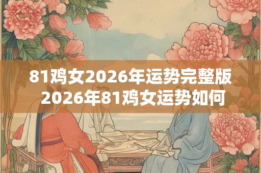 81鸡女2026年运势完整版 2026年81鸡女运势如何 81鸡女2026年运势完整版 2026年81鸡女运势如何