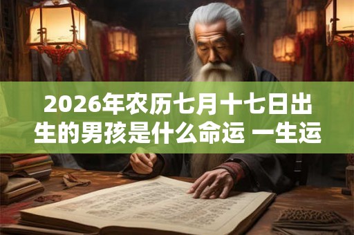 2026年农历七月十七日出生的男孩是什么命运 一生运势好吗