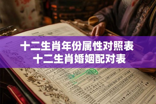 十二生肖年份属性对照表  十二生肖婚姻配对表