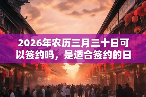2026年农历三月三十日可以签约吗，是适合签约的日子吗？