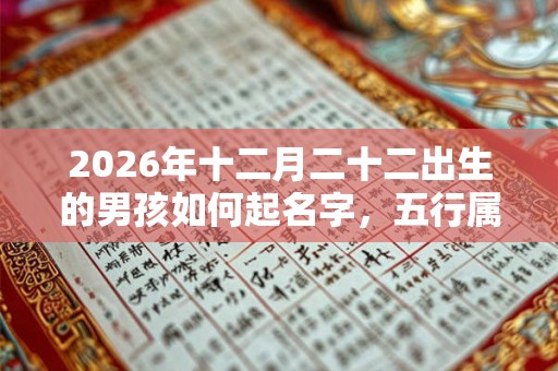 2026年十二月二十二出生的男孩如何起名字，五行属什么