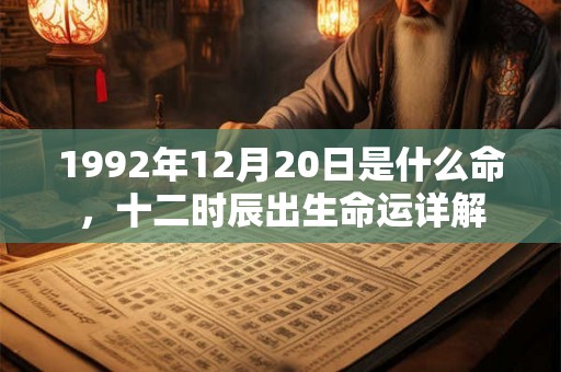 1992年12月20日是什么命,十二时辰出生命运详解 1992年12月20日是什么命,十二时辰出生命运详解
