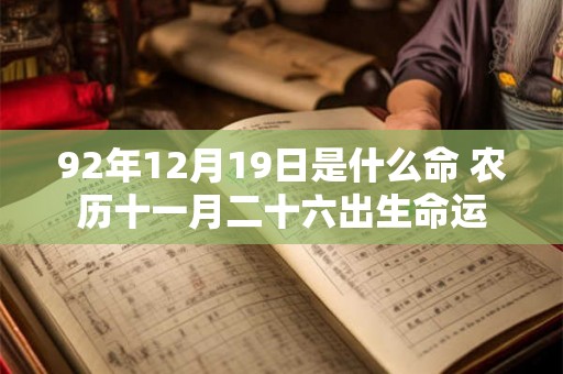 92年12月19日是什么命 农历十一月二十六出生命运 92年12月19日是什么命 农历十一月二十六出生命运