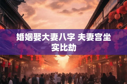 婚姻娶大妻八字 夫妻宫坐实比劫 婚姻娶大妻八字 夫妻宫坐实比劫