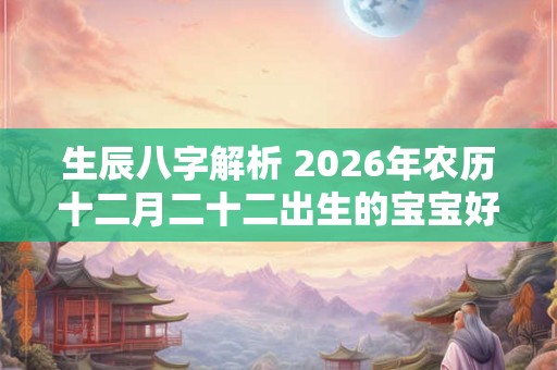 生辰八字解析 2026年农历十二月二十二出生的宝宝好不好