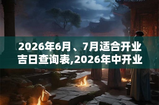 2026年6月、7月适合开业吉日查询表,2026年中开业吉日