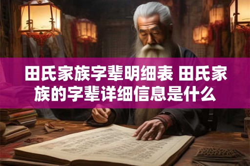 田氏家族字辈明细表 田氏家族的字辈详细信息是什么