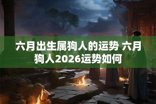六月出生属狗人的运势 六月狗人2026运势如何