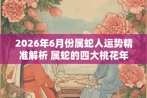 2026年6月份属蛇人运势精准解析 属蛇的四大桃花年