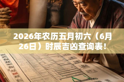 2026年农历五月初六（6月26日）时辰吉凶查询表！