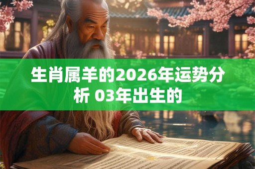 生肖属羊的2026年运势分析 03年出生的