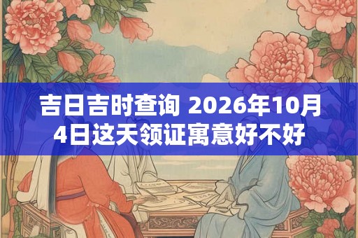 吉日吉时查询 2026年10月4日这天领证寓意好不好