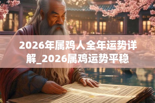 2026年属鸡人全年运势详解_2026属鸡运势平稳
