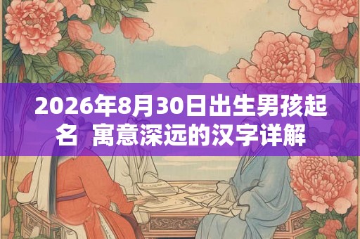 2026年8月30日出生男孩起名  寓意深远的汉字详解