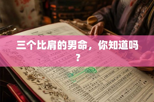 三个比肩的男命，你知道吗？