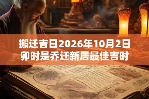 搬迁吉日2026年10月2日卯时是乔迁新居最佳吉时
