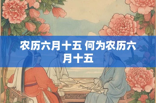 农历六月十五 何为农历六月十五