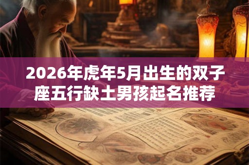 2026年虎年5月出生的双子座五行缺土男孩起名推荐