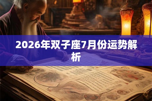 2026年双子座7月份运势解析