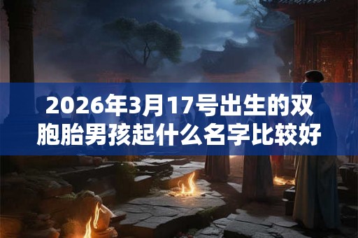 2026年3月17号出生的双胞胎男孩起什么名字比较好，五行属什么