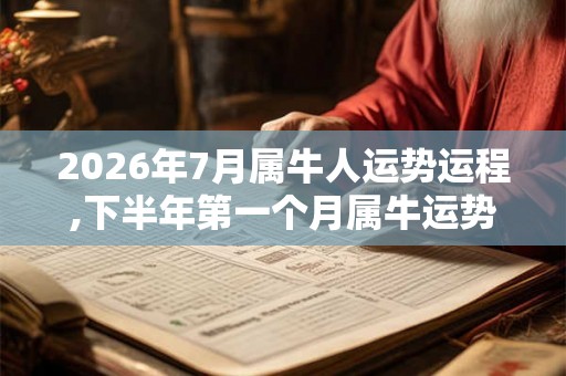 2026年7月属牛人运势运程,下半年第一个月属牛运势