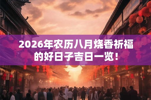 2026年农历八月烧香祈福的好日子吉日一览！