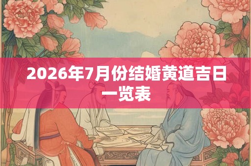 2026年7月份结婚黄道吉日一览表